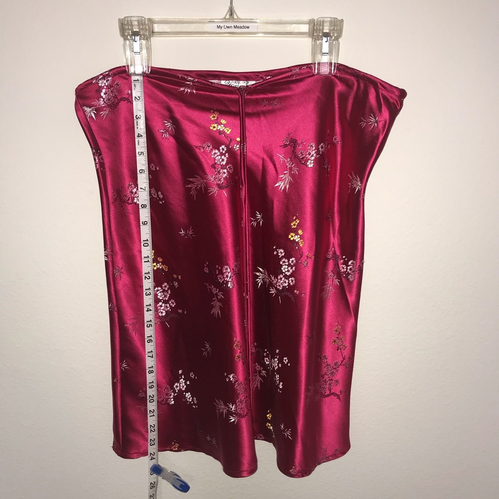 Diongyu Pink Flower Pattern Drawstring Skirt